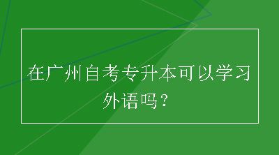 在广州自考专升本可以学习外语吗？
