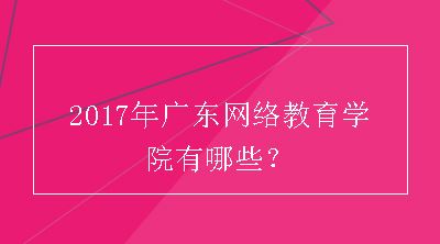 2017年广东网络教育学院有哪些？