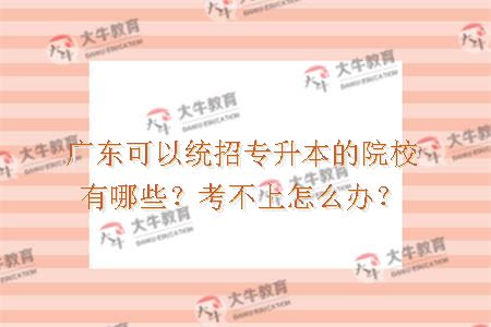 广东可以统招专升本的院校有哪些？考不上怎么办？
