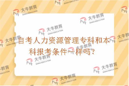 自考人力资源管理专科和本科报考条件一样吗？