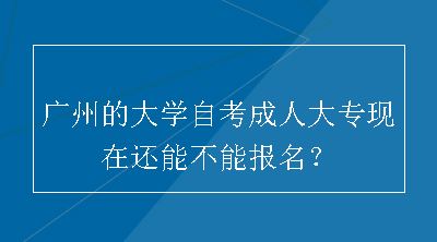广州的大学自考成人大专现在还能不能报名？